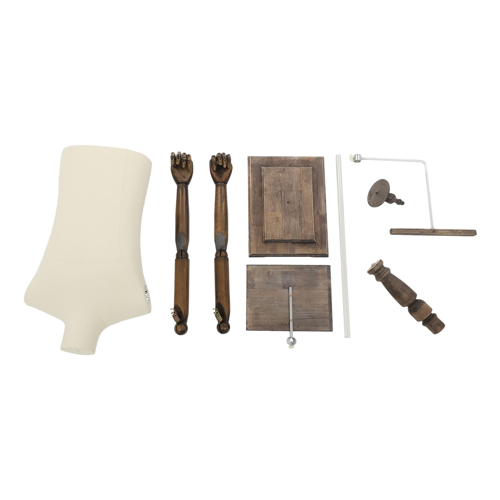 Mannequin de Couture Homme Réglable 135–180 cm, Porte-Pantalon et Support à Chaussures, Socle Stable en Bois, Buste Autoportant pour Boutiques et Vitrines (Beige, Standard)
