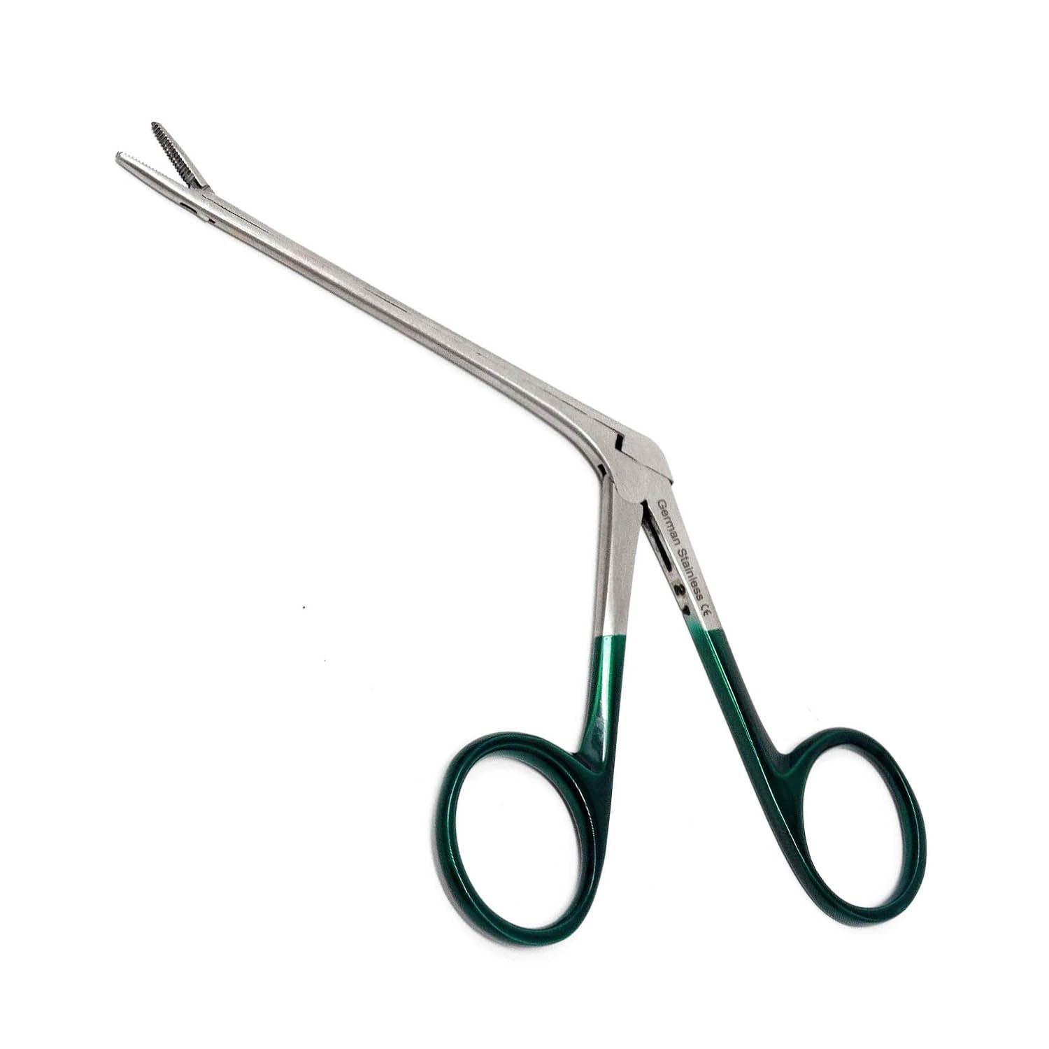 A2Z Precise ENT Procedures with Alligator Ear Forceps - Curved Jaw Design, Non-Slip Grip Handle, Fine-Tip, Reusable and Easy to Clean - 3.5 Inches Shank (Green)
