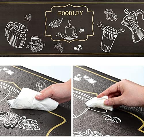 comfoyar 2 Pieces Kitchen Rugs Set, Anti Fatigue Standing Leather Rugs, Easy to Clean, Non-slip, Waterproof, Oil Resistant Runner Mat for Laundry, Kitchen (44 x 75 cm+44 x 120 cm)