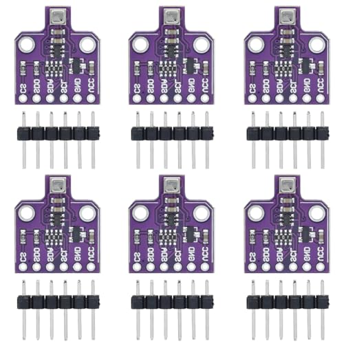 hiBCTR 6 packs BME680 Digital 4-in-1 Environmental Sensor Module - Temperature/Humidity/Barometric Pressure/VOC Gas Monitoring via I2C/SPI, High Precision (±3%), 5V DC