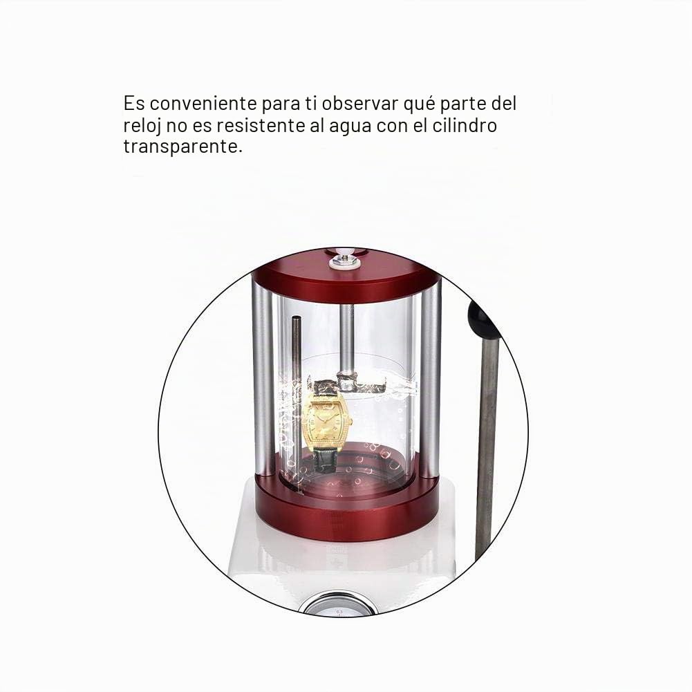 Probador de Resistencia al Agua para Relojes 6ATM, Máquina de Prueba Impermeable con Cilindro Transparente para 2 Relojes, Herramienta de Presión para Relojeros y Reparación