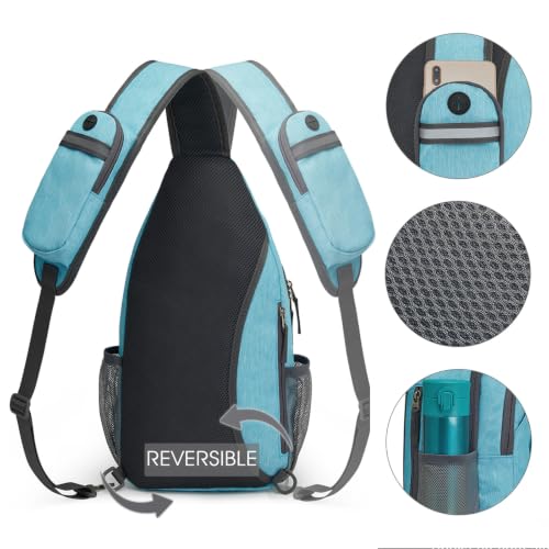 Image of G4Free Sling Bag for Men Women, RFID Blocking Crossbody Bag, Daily, Travel | Durable Polyester Fabric, 10L, Perfect for work, shopping, weekend outings, Hiking, Reversible Shoulder Strap, (Sky Blue)