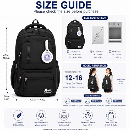 Image of Korean Style School & College Backpack with Detachable Pouch | 18 Inch Large capacity bag for Girls & Boys Age of 12-16 years | Best for School, Tution, Travel, Camping