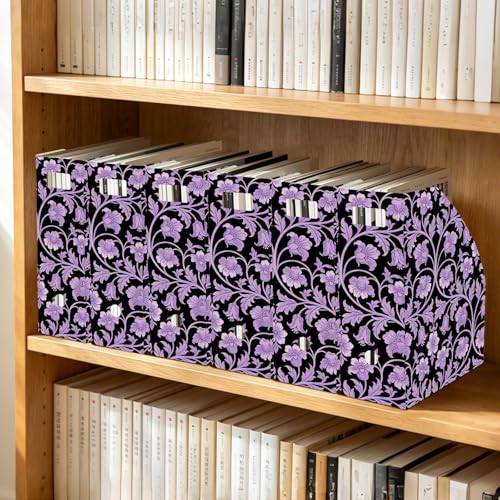Range-revues pliable format légal lot de 3 boîtes à documents violet rétro