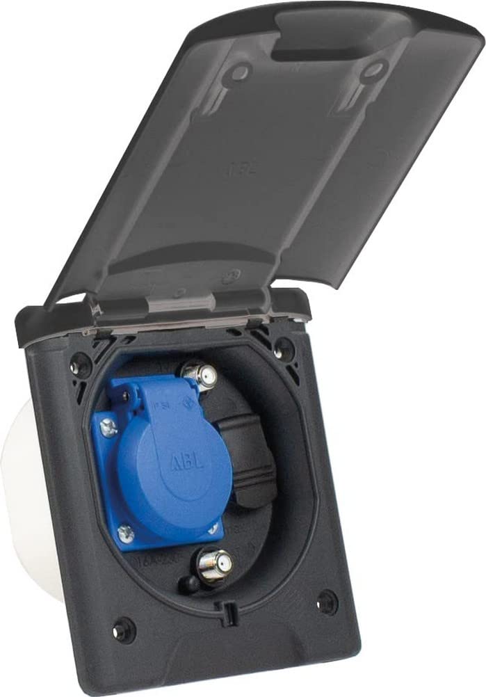 as - Schwabe wielofunkcyjne, 1 gniazdo uziemienia 230 V/16 A + 2 gniazda SAT + 1 x 12 V DC, z zamknięciem magnetycznym, IP44, wyprodukowane w Niemczech, antracytowo-szary I 62475