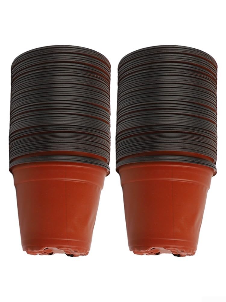 Puupaa 100Pcs Plastic Plant Pots, 10/11/12cm Plant Pot with Drainage Holes for Indoor & Outdoor, Flower Pot for Vegetables,Flowers,Succulent(10cm)
