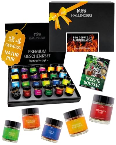Hallingers Genuss Manufaktur BBQ Gewürze Geschenkset – 24 würzige Grill- & BBQ Gewürze aus...