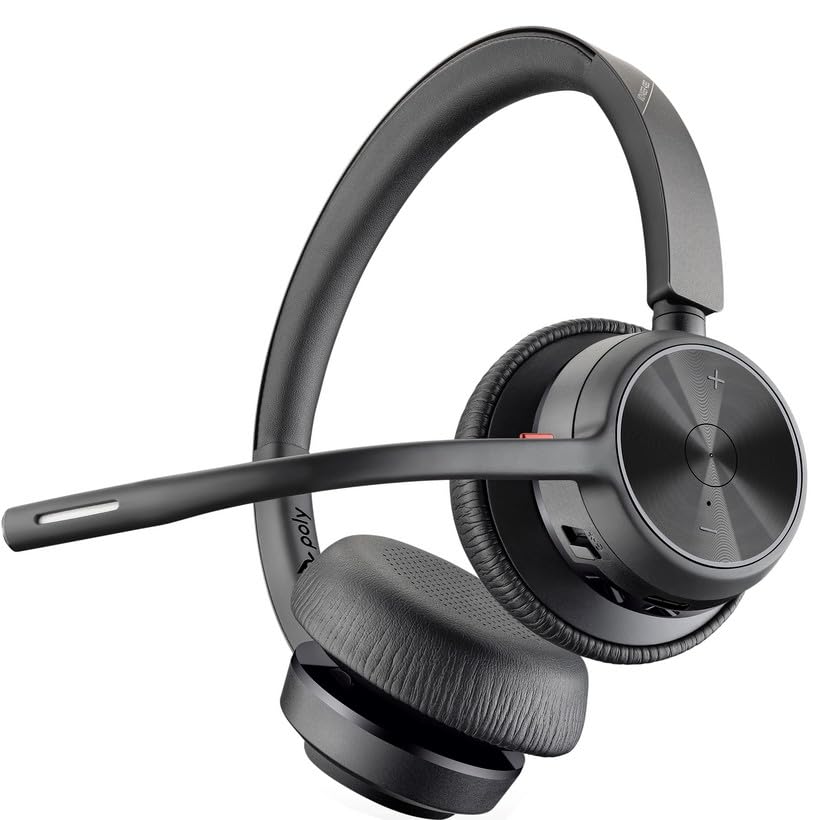 Poly Bluetooth Office Headset - Microsoft Teams Certification - Siri, Google Assistant - Stereo - USB Type C - Wired/Wireless - Bluetooth - 164 ft - 20 Hz - 20 kHz - Over-the-head - Binaural - Ear-cup