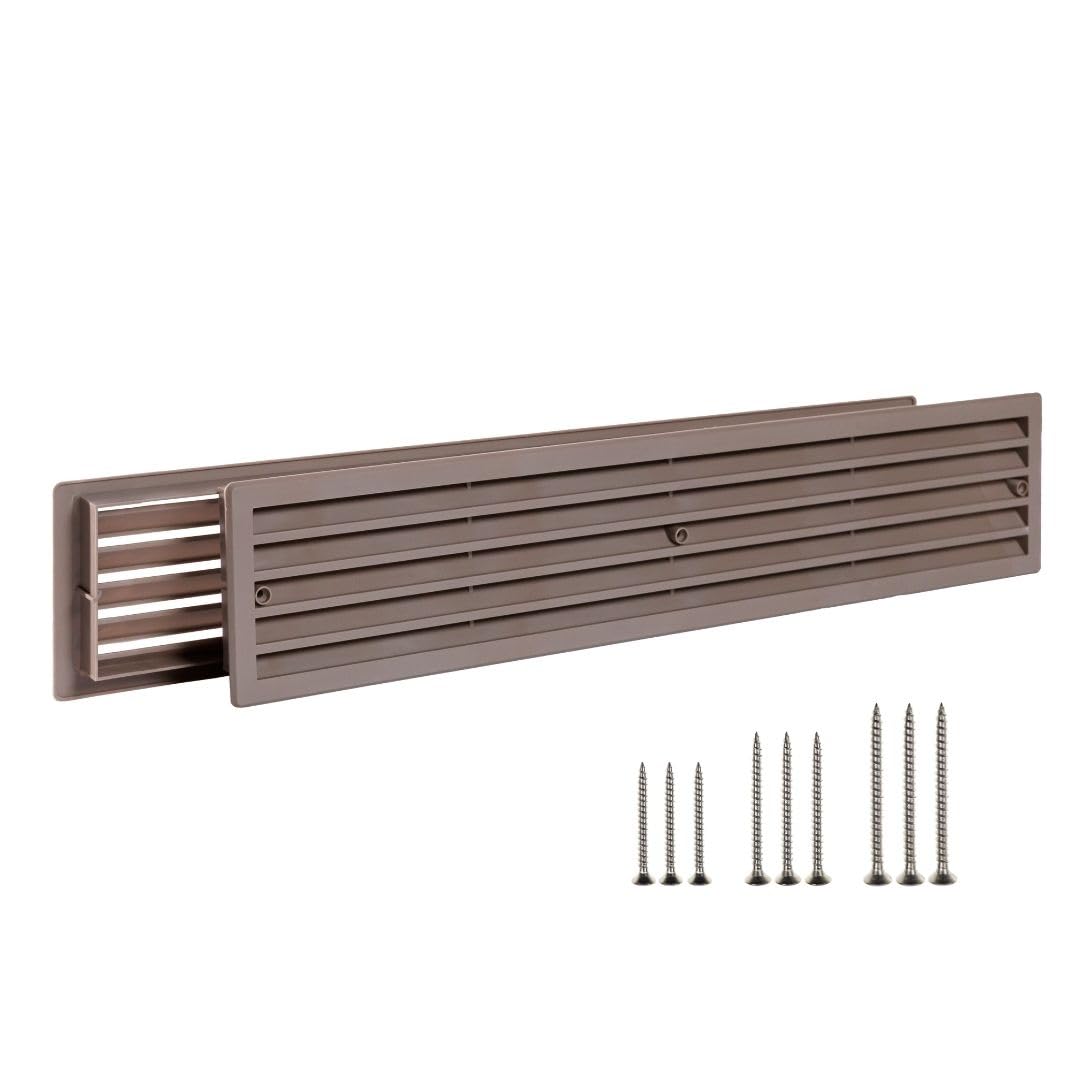 450x92mm Door Vents for Interior Doors - 17.7" x 3.6" Beige Vent Cover with Screws - Plastic Ventilation Grille Two Sided - Air Register for Bathroom, Garage, Kitchen