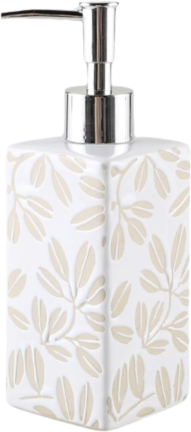 Soap bottle， Creative white ceramic press soap dispenser is suitable for bathroom countertops