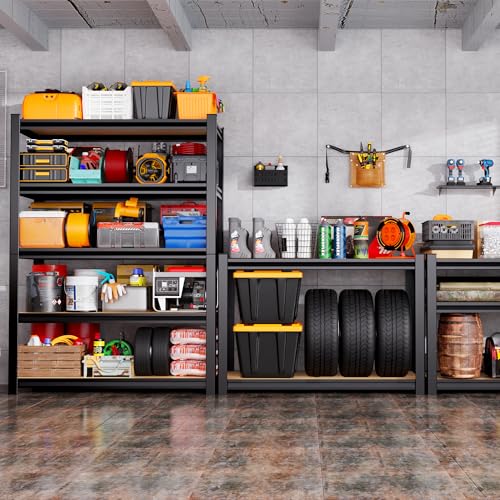 Image of Set of 5 71 inchH Garage Shelving-5 Tier Garage Storage Shelves,Adjustable Heavy Duty Metal Shelving Unit and Storage Large Rack,Utility Steel Shelf For Warehouse Industrial Pantry Basement 32 inchWx14 inchD