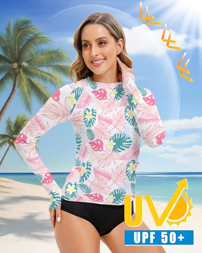 Long Sleeve Swimsuits Rash Guard Bathing Suit for Women UPF 50+ SPF UV Protection Shirts with Pockets2