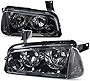 4Pcs Smoked Housing Headlight Clear Corner/Turn Signal Headlight Assembly Lamps Compatible with Dodge Charger LX 06-10