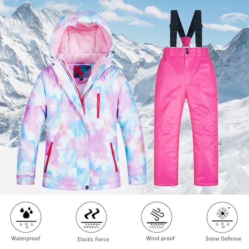 Kids Girls Boy Winter Bib Snow Pants And Jackets Toddler Girl Snowsuit Winter Coat Waterproof Outdoor Snowboarding (D, 3-4 Years)2