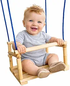 Cadeirinha De Balanço Suspenso Infantil Madeira Corda Em Nylon 12 Mts Certificado Inmetro Diversão Garantida