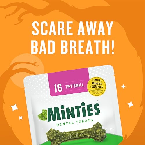 Minties-Dental-Chews-for-Dogs-16-Count-Vet-Recommended-Mint-Flavored-Dental-Treats-for-TinySmall-Dogs-5-24-lbs-Dental-Bones-Clean-Teeth-Fight-Bad-Breath-and-Removes-Plaque-and-Tartar