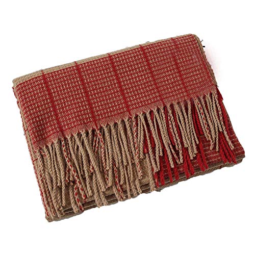Écharpe d'hiver plaid rouge JIA JIA grand châle chaud tartan à franges pour femme