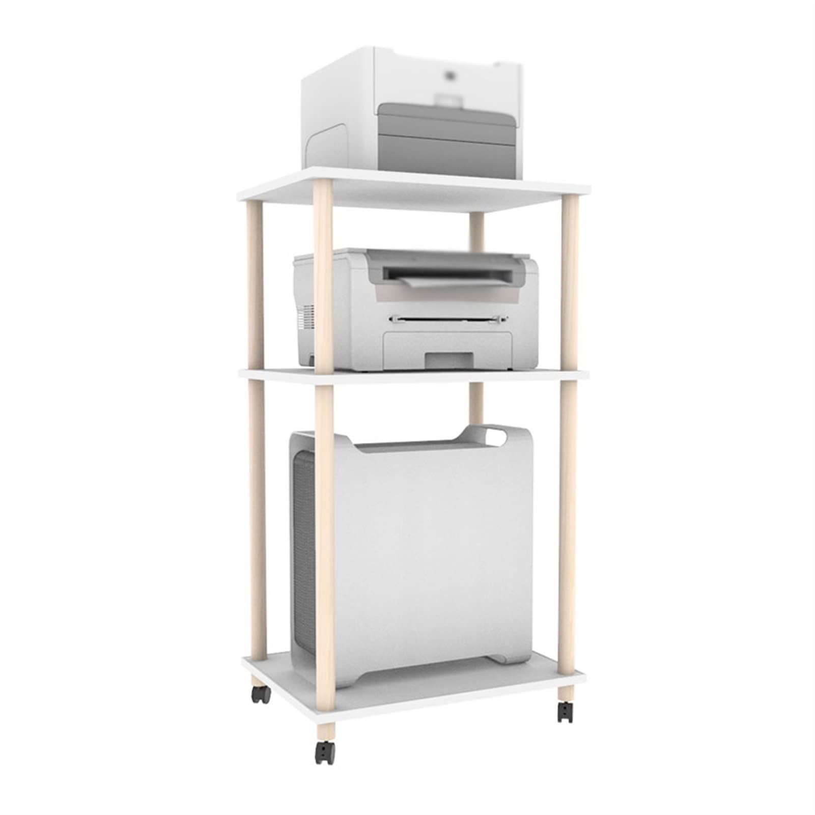 Supporto per CPU Stand da pavimento a soffitto a 3 strati CPU con portata for carrello rimovibile for impieghi gravosi con ruote in legno massiccio con ruote con ruote con ruote Supporto per PC Case