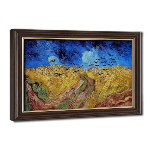 Impression sur toile Champ de blé avec corbeaux Van Gogh tableau haut de gamme avec cadre