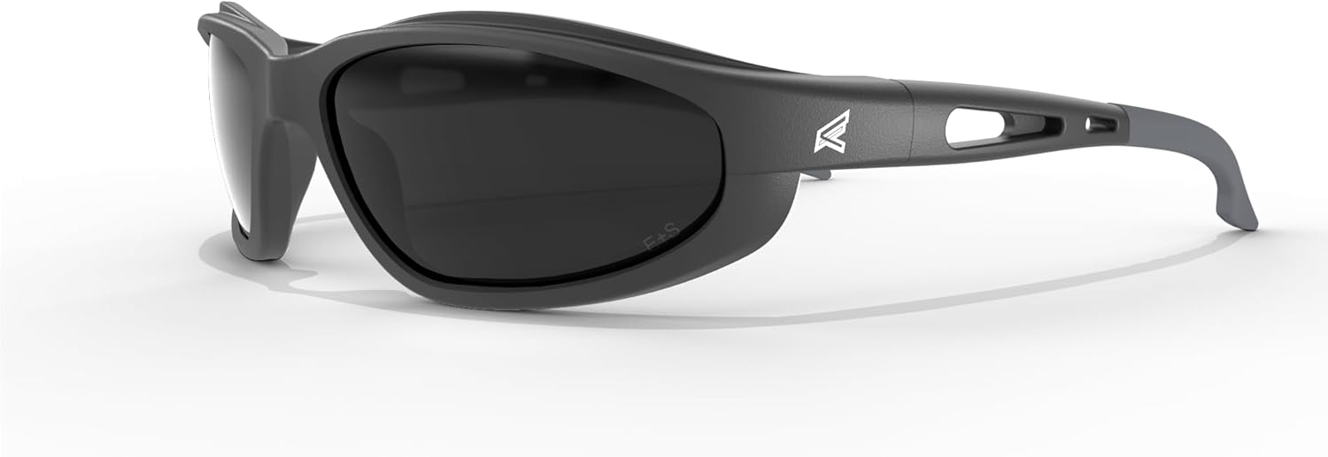 Edge SWAP119 Dakura Wrap-Around Safety Glasses, Anti-Scratch, Non-Slip, UV 400, Military Grade, ANSI/ISEA & MCEPS Compliant, 5.04" Wide, Black Frame/Aqua Precision Red Mirror Lens