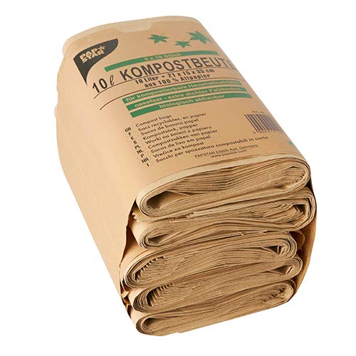 PAPSTAR 50 Kompostbeutel aus Papier 10 l 35 cm x 21 cm x 15 cm braun, Sie erhalten 4 Packungen á 50 Stück (insgesamt 200 Stück)