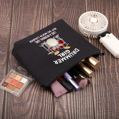PLITI Drummer Girl Gift Drumming Gift Drum Player Gift Drummer Girl Like a Normal Girl But So Much Louder Drummer Makeup Bag (Drummer Girl bagblU) - Image 3