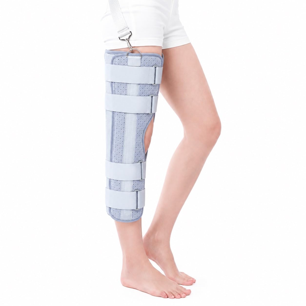 Inmovilizador de Rodilla de 3 Piezas Férula de Pierna Completa para Recuperación Postoperatoria Soporte Rígido para Esguinces Desgarro de Menisco y ACL Ajustable(L)
