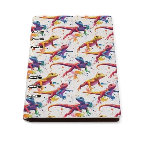 Carnet ligné A5 en cuir PU rechargeable avec couverture rigide effet lézard pour école et bureau