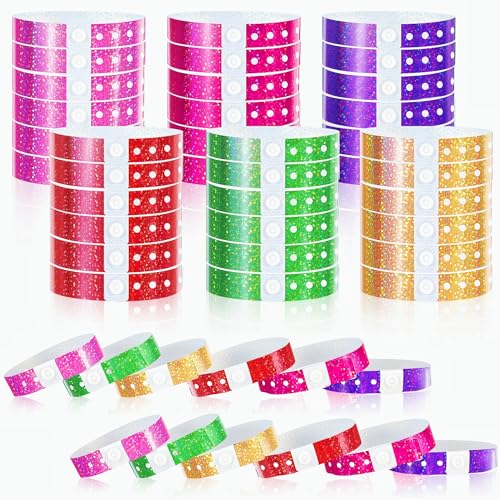 Image of Henoyso 300 Pcs Plastic Wristbands for Events Vinyl,Colorful