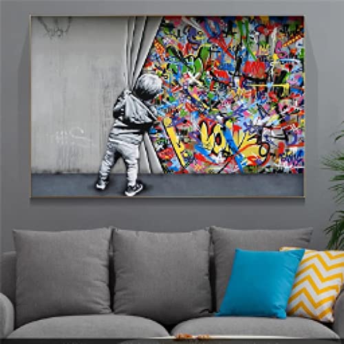 Affiches street art colorées pour moderniser un grand mur de salon moderne