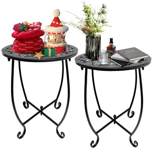 Table d'appoint extérieur ronde en métal pour petits espaces