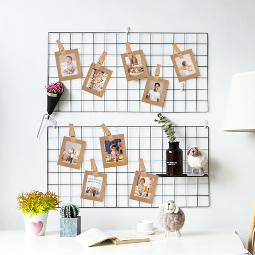 10 Stück Fotogirlande, Fotowand Kraftpapier Bilderrahmen Fotoleine mit Klammern und Hanfseil DIY 11.3x15.5 cm/6 Zoll Hängende Karton Albumrahmen Fotorahmen aus Pappe für Geburtstag Party Hochzeit Deko