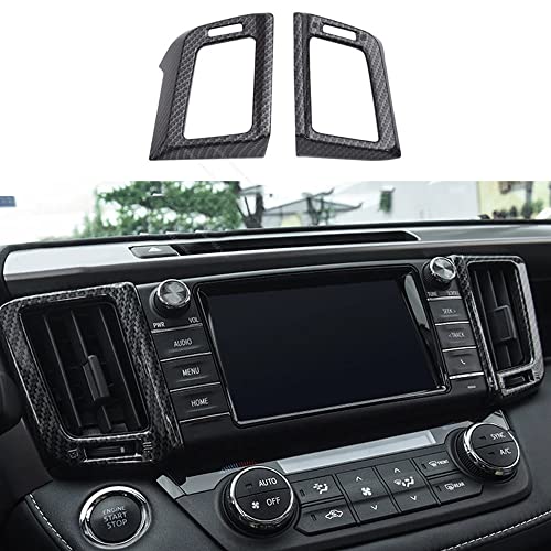 BOYUER for Toyota RAV4 2013 2014 2015 2016 2017 2018 2PCS ABS Dashboard Central Console Air Conditioning A/C Vent Panel Frame Interior Decoration Trim Accessories(Carbon Fiber) Enhance Fashion Sense