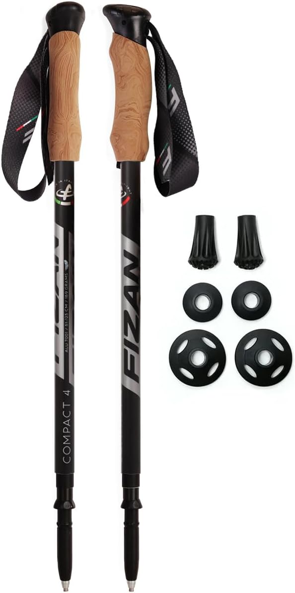 Fizan Compact 4 Trekking Poles – 6.0 oz Ultralight, Backpacking, Thru Hiking Poles, Adjustable, Collapsible, Customized Fit, EVA Grips, Aluminum Walking Sticks (Compact 4) Fizan Compact 4 Trekking Poles – 6.0 oz Ultralight, Backpacking, Thru Hiking Poles, Adjustable, Collapsible, Customized Fit, EVA Grips, Aluminum Walking Sticks (Compact 4)