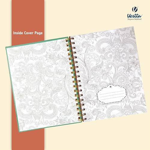 Image of VESTTA -ELEGANCE REDEFINED, B5, Hard Bound Notebook Diary, 7(L) X 9.75 (H) Inches, Gold Wiro Binding, Undated, 90 GSM paper, 192 Ruled Pages (Madhubani Folk Art Series 2)