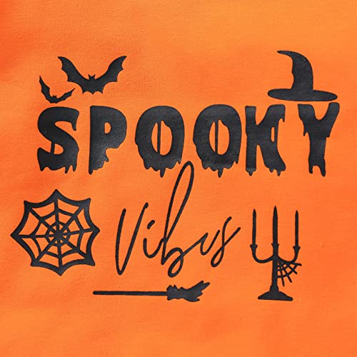 Zanjkr Jaqueta para meninos Halloween manga longa estampa de letras pulôver camiseta moletom moletom