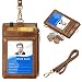 ELV Badge Holder with Zipper, PU Leather ID Badge Card Holder Wallet with 5 Card Slots, 1 Side RFID Blocking Pocket and 20 inch Neck Lanyard Strap for Offices ID, School ID, Driver Licence