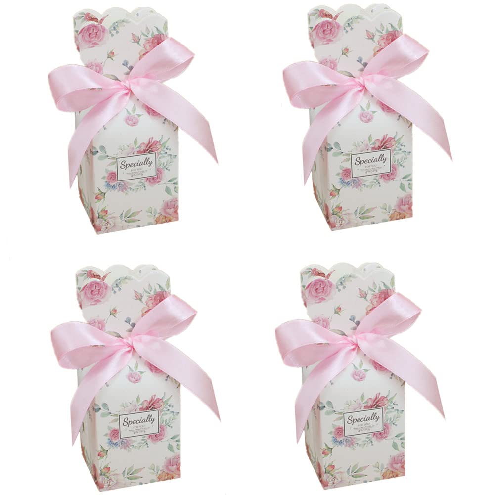 Justforjoyful Süßigkeitenboxen Mit Rosa Schleife – 12 Stück, Für Geburtstag, Babyparty, Junggesellinnenabschied