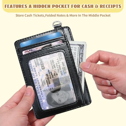 Baby Elephant Slim RFID Blocking Card Holder Small Pocket Wallet Small Mini Card Case Front Pocket PU Leather Credit Card Organizer With Zipper for Women Men4