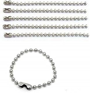 CMJ 3 x 10cm Silver Metal Ball Chain Bead Connector Clasp Keyring Dog Tags Necklace UK Seller