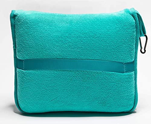 Bluehills Premium Soft Travel Blanket Pillow Airplane Blanket Packed In Soft Bag Pillowcase With Hand Luggage Belt And Backpack Clip, Compact Pack Large Blanket For Any Travel (Teal Green T006) #TOP1