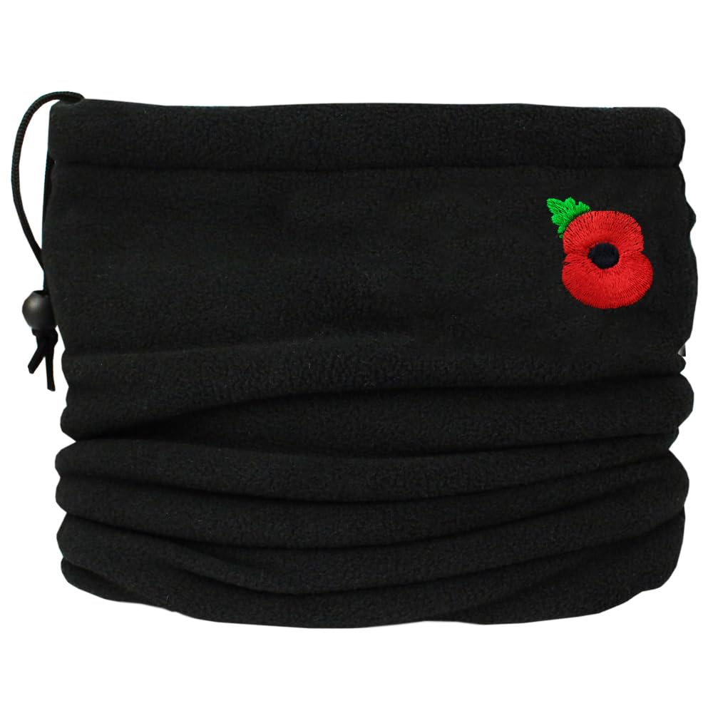 TeddyT's Poppy Embroidered Black Thermal Fleece Snood