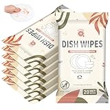 Threlaco 7 Pack Camping Dish Wipes Travel Dish Soap Cruise Cleaning Essentials 140 Count Mini...