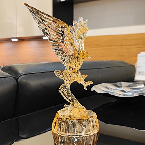 Hozuso Acrylic Eagle Figurine American Pride Bald Eagle Figurine Glass Collection Ornament Statue Animal Collectible Table Decor Home Decor (Amber) #TOP1