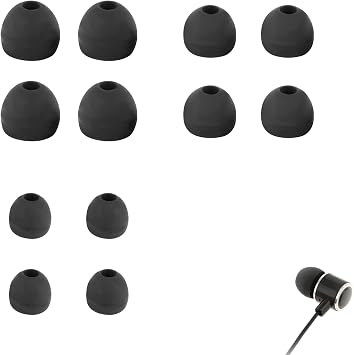 6 Pairs Replacement Earbud Tips, Ear Buds Replacement Rubber Tips Earphone Buds, 3 SizesS/M/L Silicone Earbuds for In-Ear Headphones Black