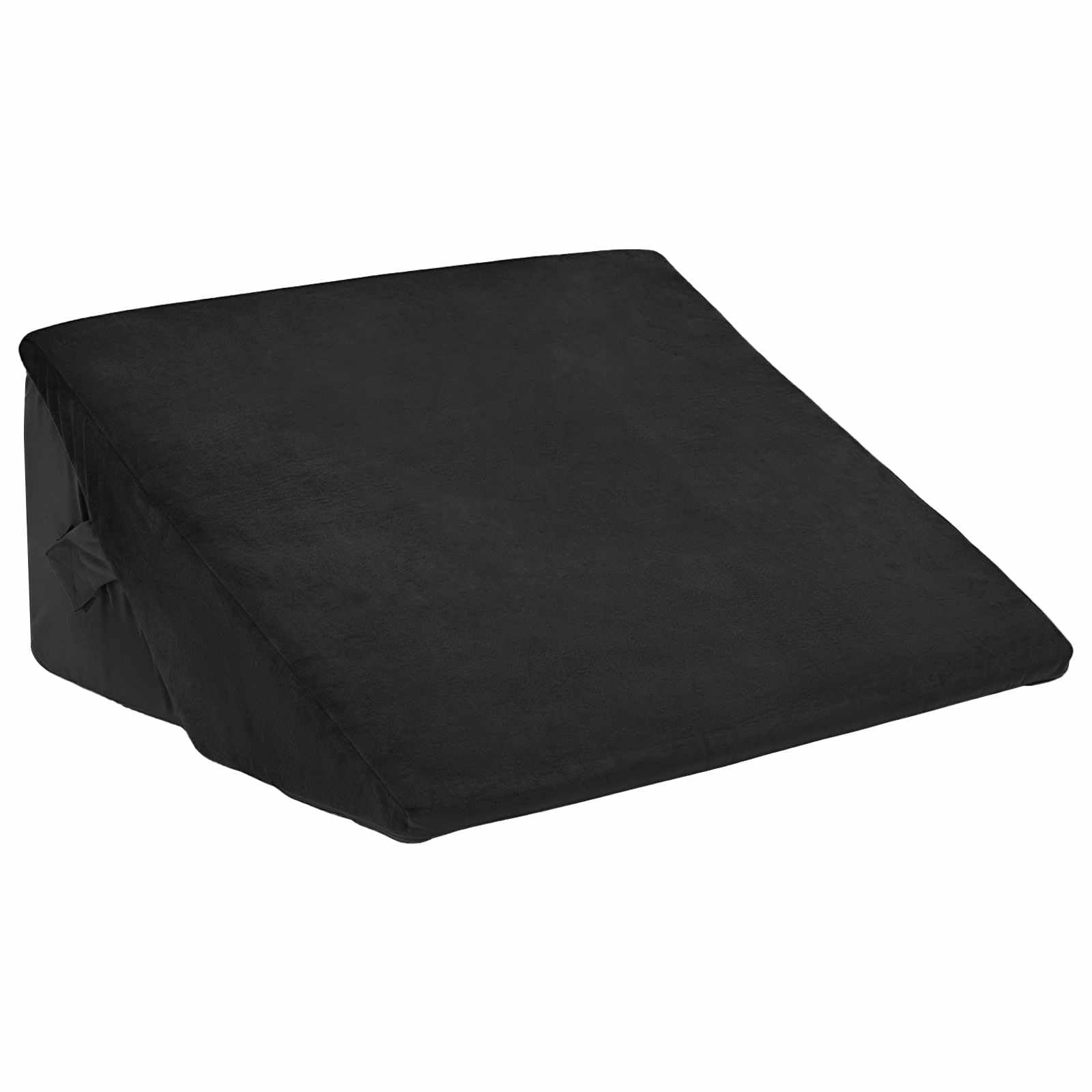 Cojín de esquina negro 55 x 55 x 26 cm de espuma viscoelástica funda de terciopelo y poliéster, diseño ergonómico para soporte de espalda y postura, ideal para cama o sofá, cuidado