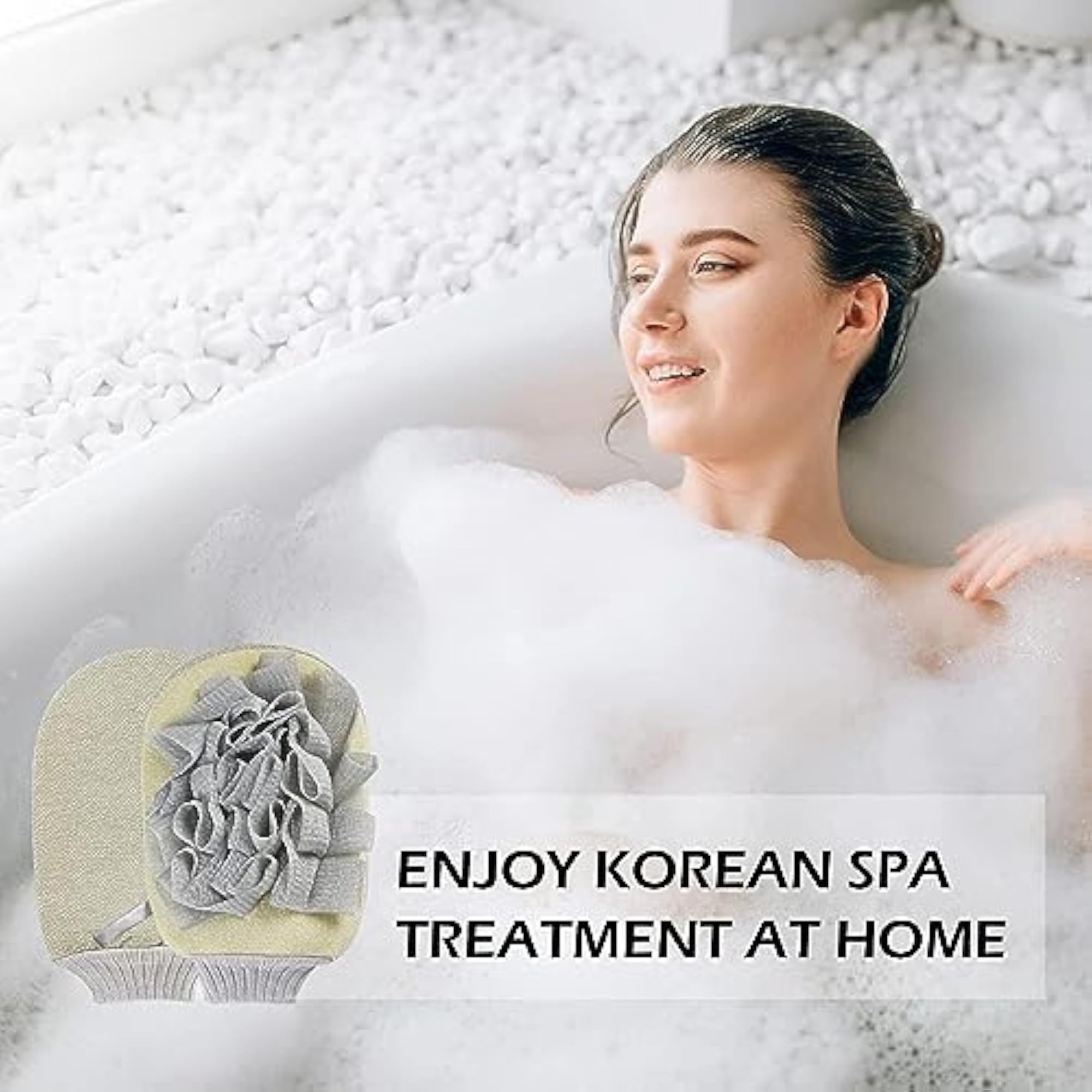 2 in 1 Exfoliating Glove with Loofah Sponge, Gift for Her