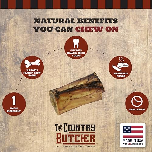 THE COUNTRY BUTCHER 4" Beef Marrow Dog Bones, Natural Chew, USA, 3 Count - Image 3