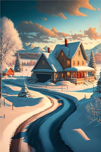 Diamond painting complet paysage hivernal pour grand projet manuel adulte