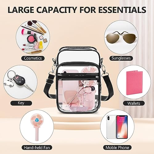 Image of Blvornl Clear Crossbody Bag with Adjustable Shoulder Strap, Stadium Approved PVC Purse Bag, Messenger Bag